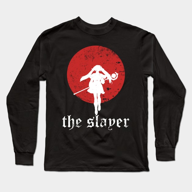 A design featuring Frieren the elf girl character as Frieren the Slayer with full moon background from Sousou no Frieren Frieren Beyond Journeys End or Frieren at the Funeral anime fall 2023 SNF50 Long Sleeve T-Shirt by Animangapoi